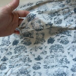 Printed Toile Cotton Bedding - Cream with Dark Blue Print